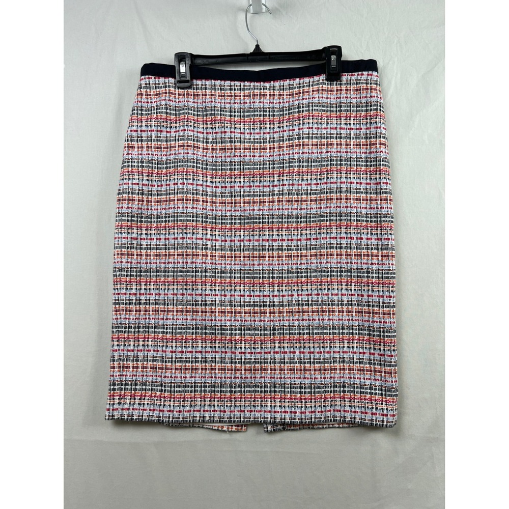 Talbots Pencil Skirt Womens 12 Multi Tweed Metallic Cotton Blend Lined Knee